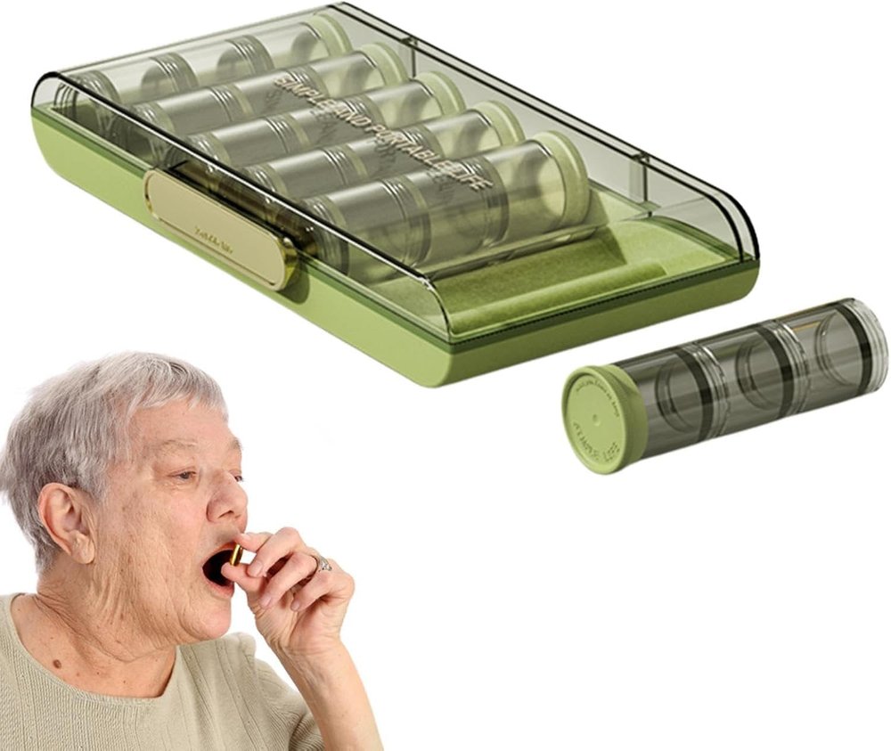 BACHUDO Large Weekly Pill Case 7 Day | Portable Pill Organizer 3 Times a Day Pill Box with 21 Compartments Box | Pill Holder Container for Vitamin,Medicine Pill Dispenser Supplement Holder,GREEN