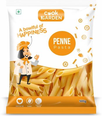Cook Garden 100% Semolina | High Protein Healthy Diet | Maida Free & Cholesterol Free Penne Rigate Pasta (500 g) | Vegetarian | No MSG | Low in Calories | No Trans Fats | Healthy
