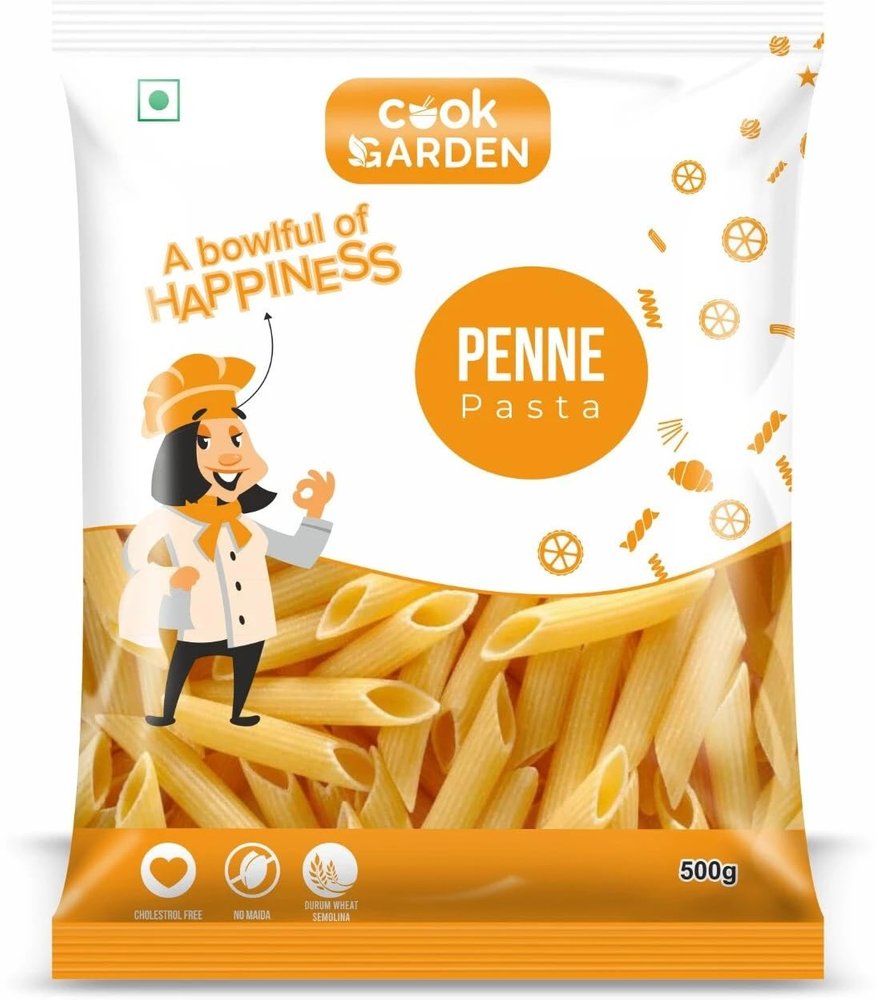Cook Garden 100% Semolina | High Protein Healthy Diet | Maida Free & Cholesterol Free Penne Rigate Pasta (500 g) | Vegetarian | No MSG | Low in Calories | No Trans Fats | Healthy