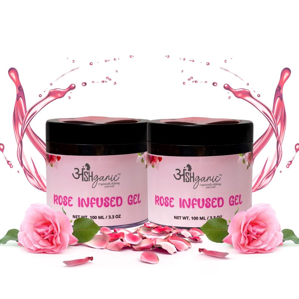 Anshganic Rose-Infused Organic Aloe Vera Gel | Pure aloevera gel for face, hair & body | Natural Hydration for Glowing Skin & Healthy Hair | Soothing & Nourishing Skincare (100ml x Pack of 2)