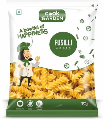Cook Garden 100% Semolina | High Protein Healthy Diet | Maida Free & Cholesterol Free Fusilli Pasta (500 g)|Fusilli Pasta | Vegetarian | Semolina | 500 gm