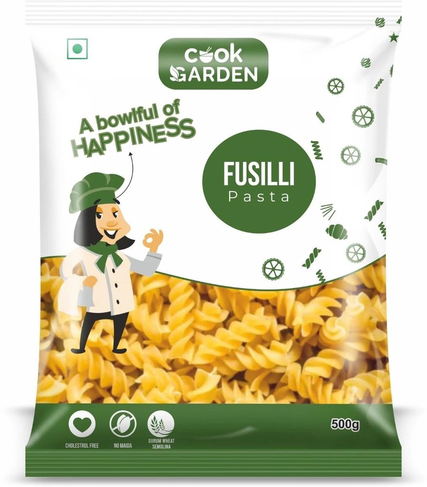 Cook Garden 100% Semolina | High Protein Healthy Diet | Maida Free & Cholesterol Free Fusilli Pasta (500 g)|Fusilli Pasta | Vegetarian | Semolina | 500 gm