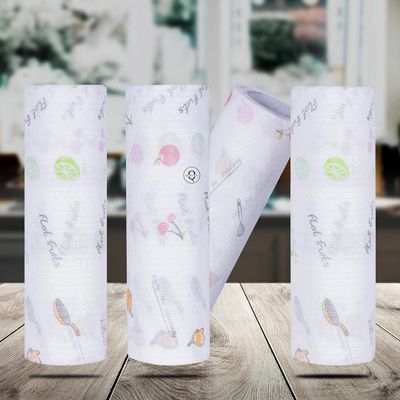 doville Non Woven Reusable and Washable Kitchen Printed Tissue Roll Non-stick Oil Absorbing Paper Roll Kitchen Special Paper Towel Wipe Paper Dish Cloth Cleaning Cloth 50 sheets pack of 1