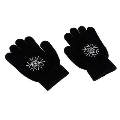 CALANDIS 2xGirls Women Kids Ice Skating Gloves Magic Stretch Glove Black Flower L | Skating Dresses-Girls