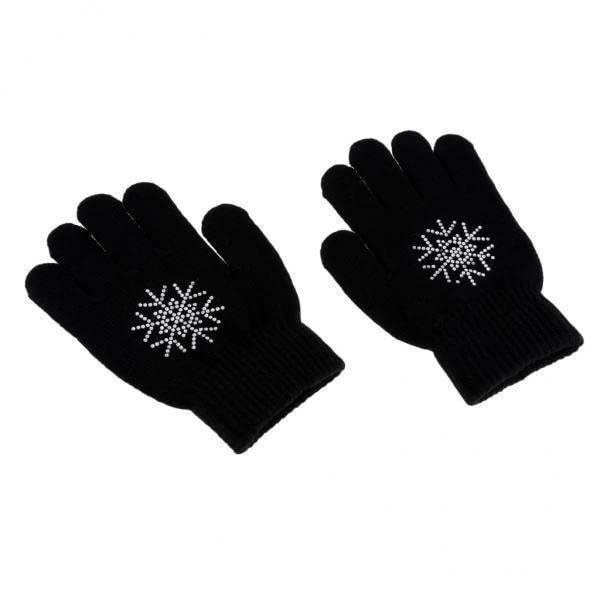 CALANDIS 2xGirls Women Kids Ice Skating Gloves Magic Stretch Glove Black Flower L | Skating Dresses-Girls