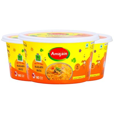 Amajain Instant Sattvik Healthy Rasam Rice, Ready-to-Eat, No Added Preservatives, No Added Flavours, Jain-Friendly, 70g (Pack of 3)
