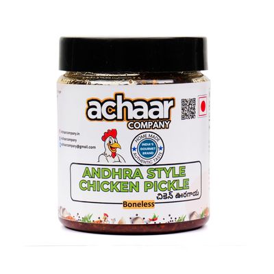 Achaar Company Andhra Style Chicken Pickle | Boneless | Spicy & Tangy South Indian Achar | No Artificial Preservative | Pack of 1, (340 g)