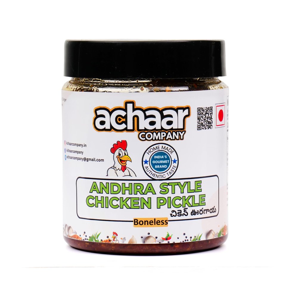 Achaar Company Andhra Style Chicken Pickle | Boneless | Spicy & Tangy South Indian Achar | No Artificial Preservative | Pack of 1, (340 g)