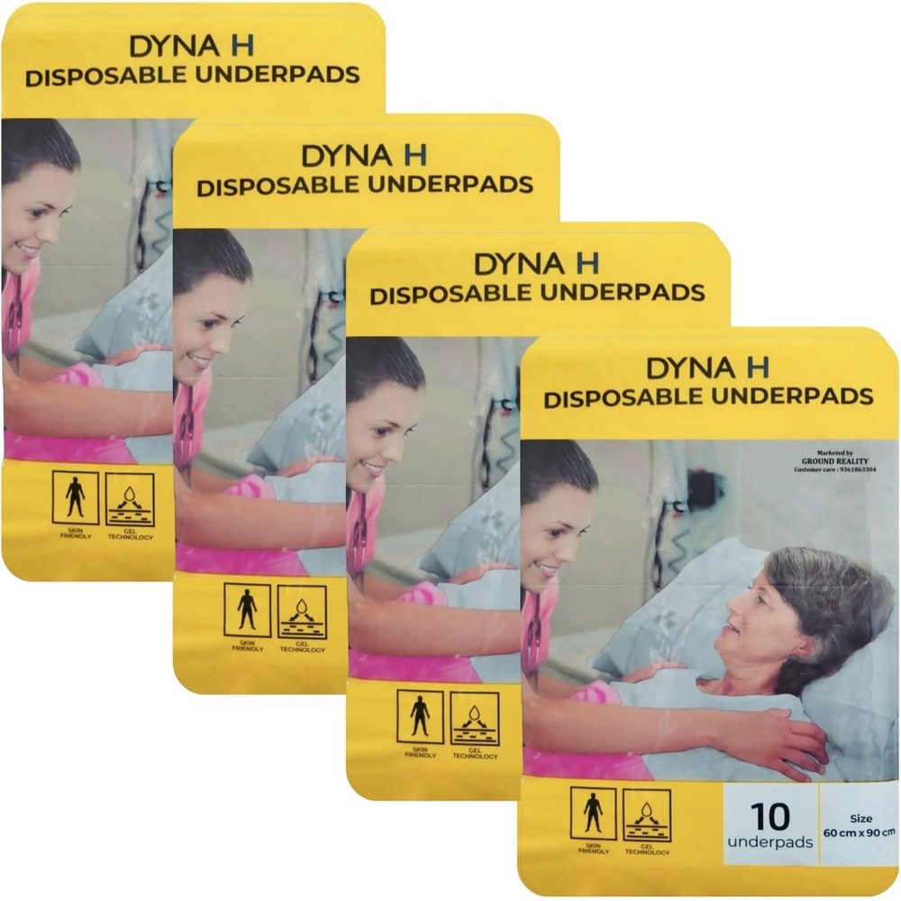 Dyna 1 Pack Premium Underpad 60X90 Extra Large Size for Adults Elderly Patients Newborn Baby Kids. Super Absorbency, Leak Proof, Incontinence Under Pads with Advanced Gel Core Technology (10 Sheets)
