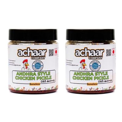 Achaar Company Andhra Style Boneless Chicken Pickle | Spicy Indian Achar No Artificial Preservative | Pack of 2 (200 g each)