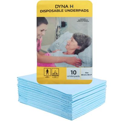 Dyna Latest Underpad Sheet 60X90 Extra Large Size for Adults Elderly Patients Newborn Baby Kids. Superior Absorbency, Leak Proof, Prime Gel Core Technology Incontinence Under Pads 1 Pack of 10
