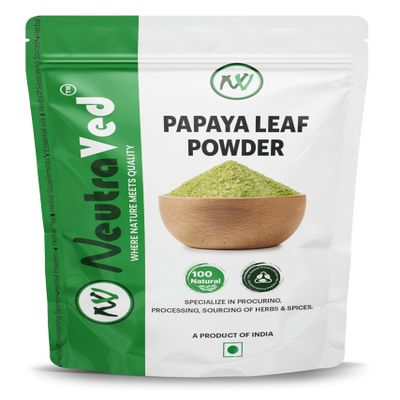 NeutraVed Papaya Leaf Powder I Supports Healthy Blood Platelets & Digestion I Herbal Supplement for Normal Blood Sugar Levels Natural and Pure Carica Leaves for Skin Face Pack & Eating - 100g