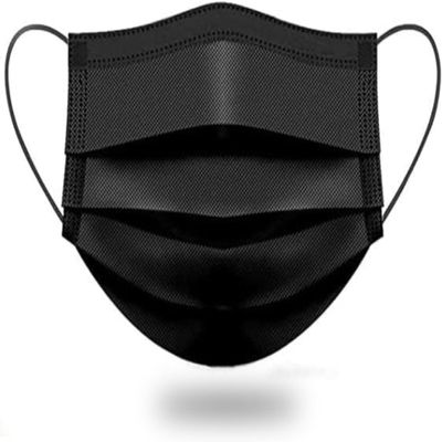 Disposable Face Mask, 3-Ply Protection, Black, Elastic Ear Loops