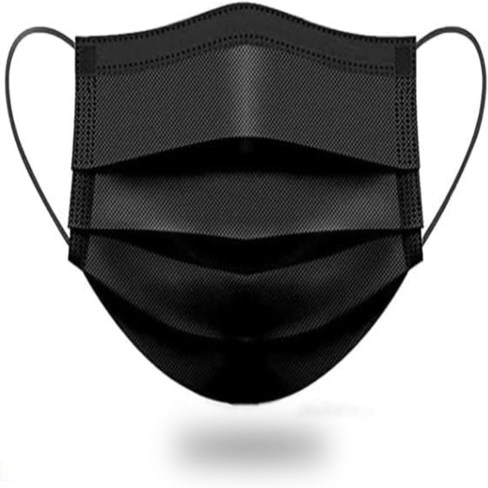 Disposable Face Mask, 3-Ply Protection, Black, Elastic Ear Loops