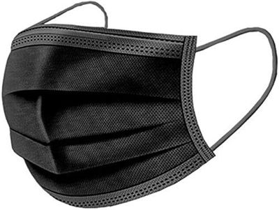 Disposable Face Masks, 3-Ply Protection, Black, Elastic Ear Loops