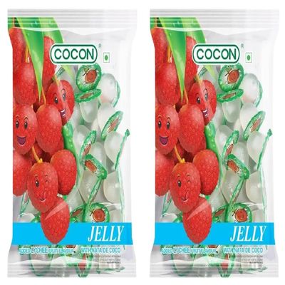 Cocon Jelly with Lychee Fruit Flavour and Nata de Coco, 120g (Pack of 2)