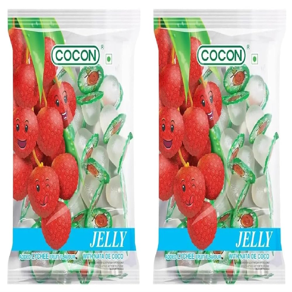 Cocon Jelly with Lychee Fruit Flavour and Nata de Coco, 120g (Pack of 2)