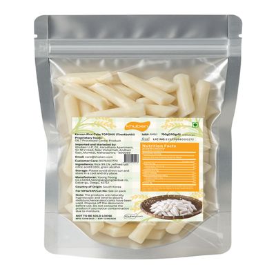 KHUBEN Classic Korean Tteokbokki Rice Cakes- Stick Type | Ideal for Stir-Fries, Soup & Tteokbokki | Korean Instant Rice Cake Plain Topokki | 750g Pack (5x150g), Non-Frozen