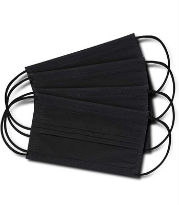 Disposable Face Masks, Black, 3-Layer, Pack of 5