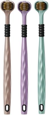 3-Sided Toothbrush Ultra Soft Bristles for Deep Cleaning,Triple Action Manual Toothbrush | Triple Head Design for 360 Cleaning | Eco-Friendly & Gentle on Gums (Pack of 3)