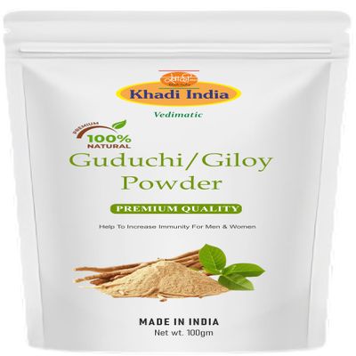 Khadi 100% Pure & Natural Guduchi (Giloy) Powder  Organic Ayurvedic Immunity Booster & Detox Supplement for Skin Health & Wellness  100g