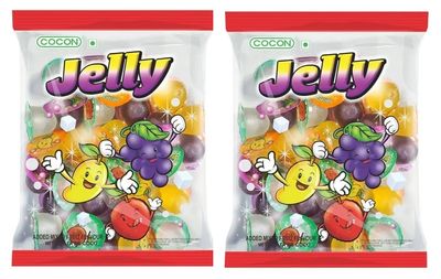 Cocon Jelly Exotic Mix Fruit Flavored Jelly Treat Featuring A Delightful Blend Of Various Fruit Tastes With Nata De Coco 300gm Pouch (Malaysia) Pack Of 2