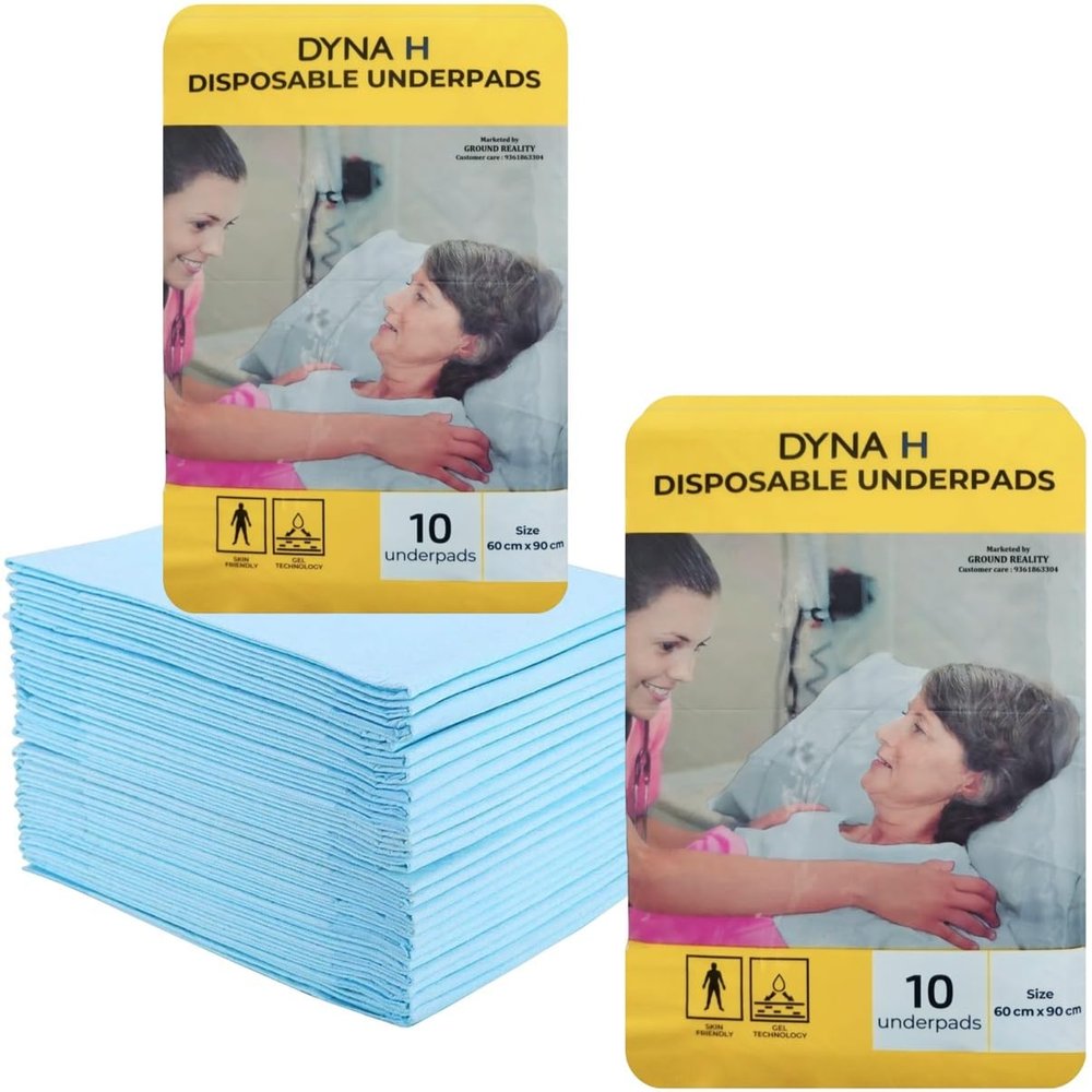 LUREME Dyna 60X90 Incontinence Underpad Sheet Extra Large Size for Newborn, Baby, Kids, Adults, Elderly Patients. Superior Absorbency, Leak Proof with Diamond Surface Lock Under Pads (1 Pack of 10)