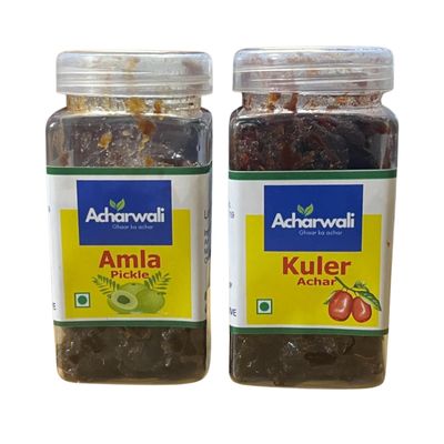 Acharwali-Ghaar ka achar Combo Of Homemade Kuler Achar 250G & Amla Pickle 250G | Combination Of Spicy, Tangy, Sweet Flavour Jar