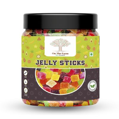 Pure Goodness Jelly Sticks | Sugar Coated Jelly Candy | Assorted Fruit Flavoured Jellies | Soft & Chewy Mixed Fruit Candy Treats for Kids & Adults | Party Snacks, Return Gifts & Sweet Cravings - 500g