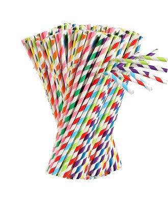 Amit Marketing Paper Band Drinking Straws Pipes, 100% Biodegradable 7.78 Inch Eco-Friendly Assorted Colorful Flexible Straws for Juices, Aerated Drinks, Shakes, Smoothies, Party Decor (200 Pcs)