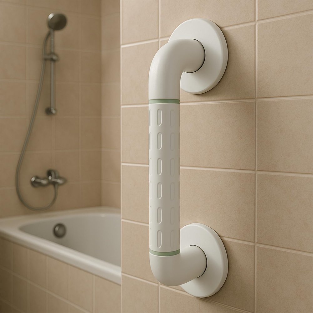 ELECRANGE Grab Bar for Bathroom, Bathroom Handle for Senior Citizen, Grab Bars for Elderly, Toilet Grab Bar, Bathroom Safety Support Handle for Seniors (White, 12 INCH)