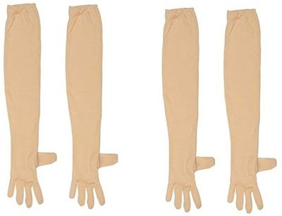 JusAwesm Gr Women & Men Cotton Full Hand Gloves For Biking And Driving Dust, Pollution Glove Riding Gloves (Beige)