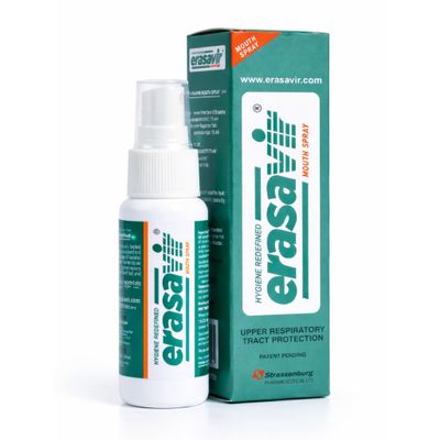 Erasavir Mouth Spray with Peppermint | Relief from sore throat | Instant Fresh Breath & Cooling Mint | For Men & Women | With Kusumbha Oil for Throat Comfort | AYUSH Certified | 30 ml