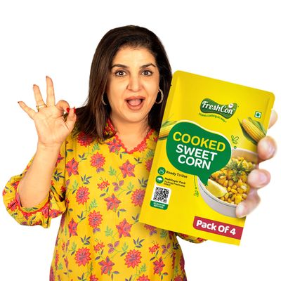 FRESHCON Cooked Sweetcorn Kernels | Boiled Ready to Eat Corn | Ideal for Soups, Salads, Chaat | Nutritious & Healthy Food | Americal Sweet Corn Kernals 1.12kg | 280gm each | Pack of 4