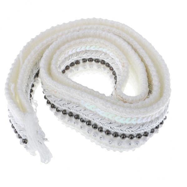 CALANDIS 2x1 Yard Crystal Beads Sequins Beaded Ribbon Lace Trim for DIY Craft 31mm | Trims | Embellishments & Finishes | Sewing