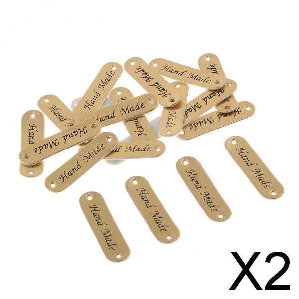 CALANDIS 2x20pcs Retro Synthetic PU Leather Tag DIY Handmade Sew Label Patches Gold | Trims | Embellishments & Finishes | Sewing