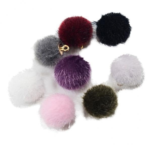 CALANDIS 3x8 Pieces Color Pom Pom Ball Charms with Ring for Jewelry Making | Trims | Embellishments & Finishes | Sewing