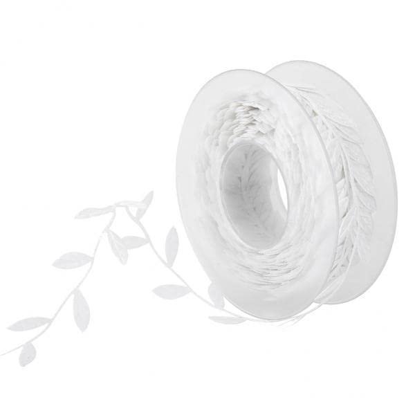 CALANDIS 3x15m Leaves Ribbon Trim Wreath for Wedding Wall Crafts Party Decor White | Trims | Embellishments & Finishes | Sewing