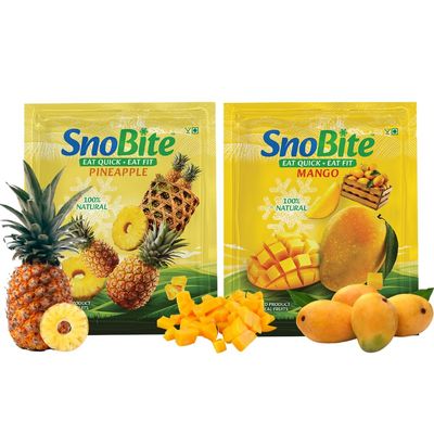 Snobite Freeze-Dried Fruit Snacks | Pineapple & Mango| Pack of 2 | Healthy Crunchy Sweet Treats, All-Natural, No Added Sugar, Vegan, Gluten-Free Snacks for Kids and Adults