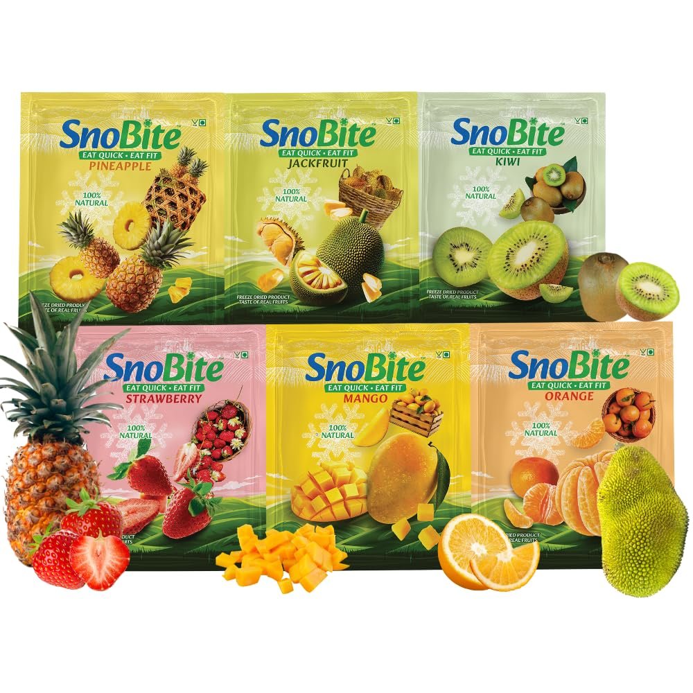 Snobite Ultimate Freeze Dried Fruit Pouch Bundle | Variety Pack of 6 | Healthy Snack | 100% Natural, Gluten-Free, No Added Sugar | Crunchy Fruit Snacks for Kids and Adults