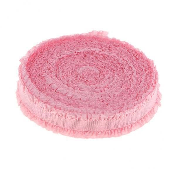 CALANDIS 3x1 Roll Picot Edge Stretch Lace Double Ruffle Ribbon Sewing Crafts Pink | Trims | Embellishments & Finishes | Sewing