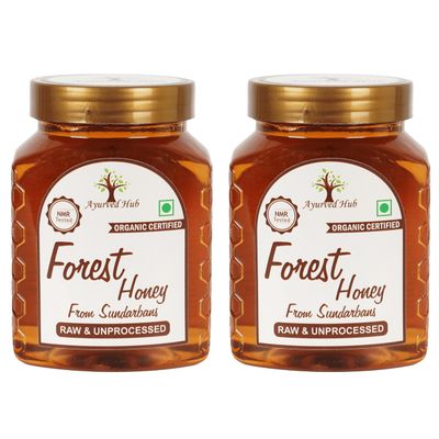 Ayurved Hub Raw Organic Forest Honey from Sundarbans 500g (Pack of 2) | NMR Tested, ISO Certified, Unprocessed, Unpasteurized, Pure & Natural (2x500g)