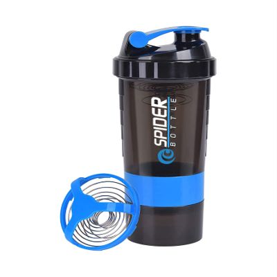 2025 Gym Shaker For Protein Shake Leakproof Shaker Bottles For Supplements With Extra Compartment, Pre-Workout & BCAA, Protein Shake Bottle, Gym Bottle For Men And Women Black - 500 ml (BLUE)