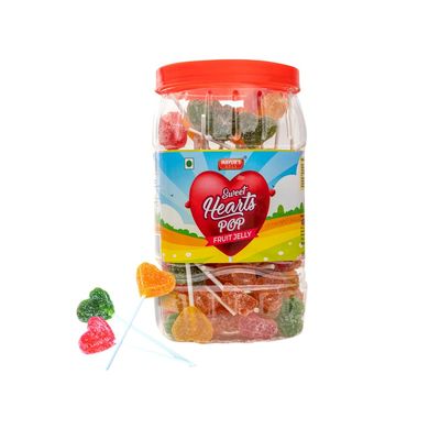MAYURSGELS Sweet Hearts Pop Jelly Lollipop Jar (100 Pcs x 7 Gms ) | Mixed Fruit flavours | For Everyday Enjoyment
