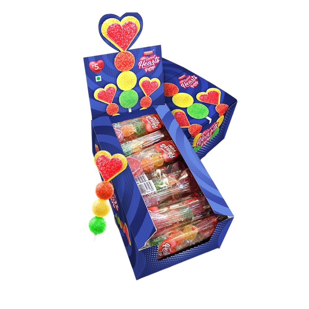MAYURSGELS Sweet Hearts Pop Jelly Lollipop Gift Box (30Pcs x 15 Gms ) | Mixed Fruit flavours | For Gifting And Everyday enjoyment