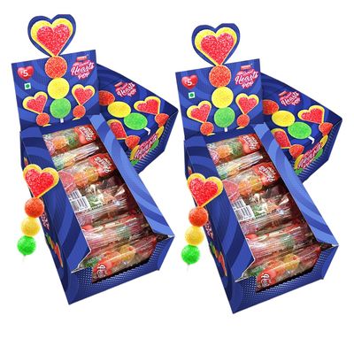 Mayurs Gels | Sweet Hearts Pop Jelly Lollipop Gift Box (30Pcs x 15 gms) | Pack of 2 | Mixed Fruit flavours | For Gifting and Everyday enjoyment
