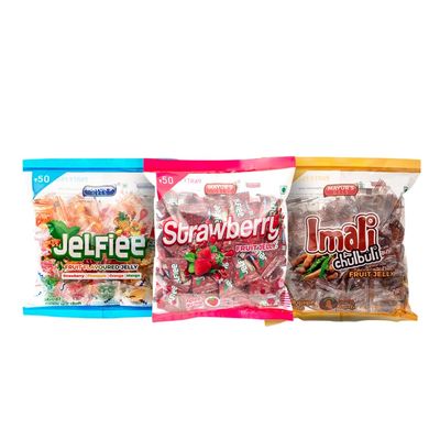 Mayurs Gels | Strawberry Imali Chulbuli Jelfiee Jelly Combo Pouch (3 packs of 175 gms) | Ideal for gifting and Sharing moments