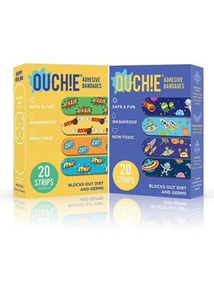 Aya Papaya Ouchie Non-Toxic Printed Bandages Combo Pack Of 2 - Yellow & Space Blue