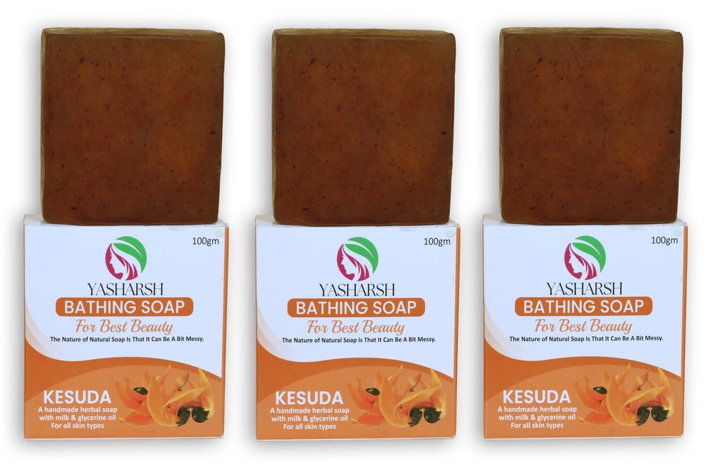 YASHARSH Kesuda Palash Bathing Soap | Soap With Nourishing | Daily Bathing Soap For Men & Women | Natural Bathing Soap Base - PACK OF 3