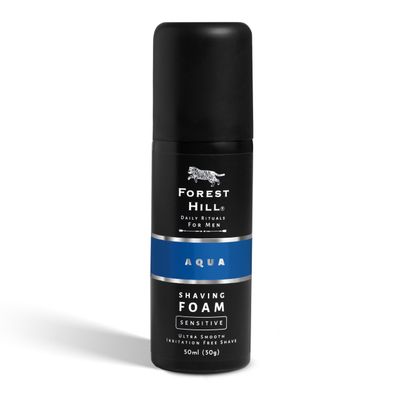 Forest Hill Aqua Pre Shave Foam For Men, Goodness of Olive and Argan Oil, Mulberry, Rosemary & Peppermint Extract, Prevent Cuts and Burns, Rich Lather, Cooling Hydrating Formula, Shaving Foam, 50g